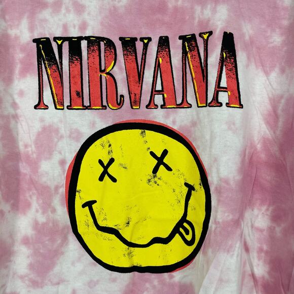 Officially Licensed Nirvana Nevermind Smiley Grunge Tee Pink Tie Dye Large NWOT - Picture 4 of 5